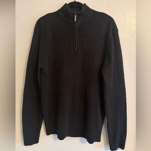 Geoffrey Beene Men’s Black Quarter Zip Sweater Ribbed Mock Neck Pullover Size M